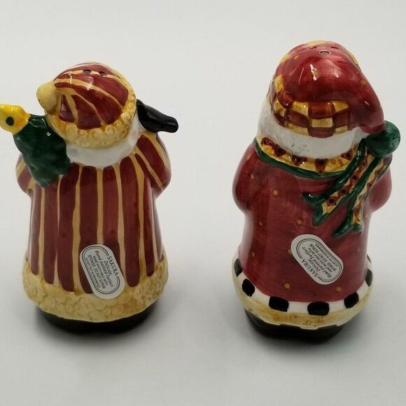 Vintage 90s Sakura Salt & Pepper Shaker Santa Retweet New Debbie Mumm - Picture 4 of 9
